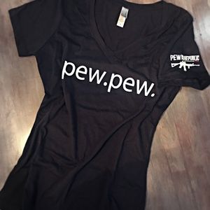 Women's V-Neck Cotton 'Pew.Pew.' T-Shirt - NWOT